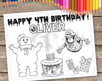 6 Ghostbusters Coloring Pages, Ghostbusters Birthday Party favor, Ghostbusters Party Activity, Slime Birthday Personalized Coloring