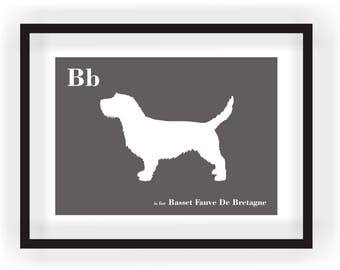 Basset Fauve De Bretagne - Dog Art - Alphabet Breed Silhouette Basset Fauve De Bretagne