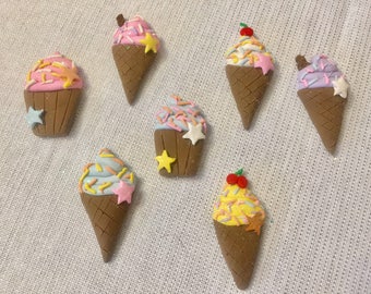 Flat back ice-cream and cup cake polymer clay embellishments, cabochon