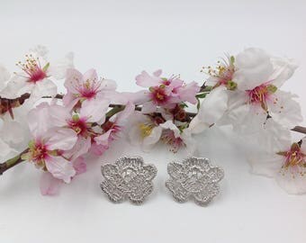 Silver earrings "Begonia". Organic earrings. Handmade earrings. Handmade earrings. Floral earrings.