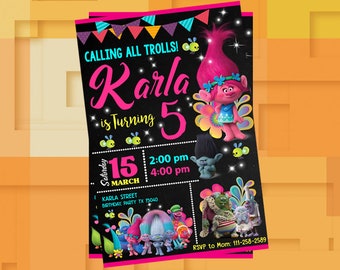 Trolls Invitation,Trolls Birthday,Trolls Birthday Invitation,Trolls Party,Trolls Party Invitation,Trolls,Trolls Printable,Trolls Invite