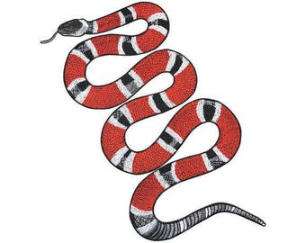 Large Snake Patch Full Embroidered Red Snake Animal Sew on Iron on Patches(promotion now)