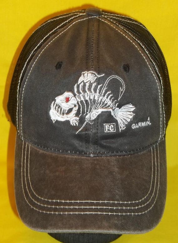 Vintage GARMIN Fishing Hat Funny Sports Fishermen Adjustable