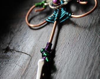 Handmade Copper Wire-wrapped Roach/ Cigarette Clip, Octopus, colorful wire