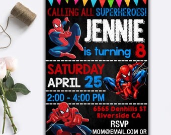 Spiderman Birthday/ Spiderman Invitation/ Spiderman Birthday Invitation/ Spiderman Party/ Spiderman Birthday Party/ Spiderman Invites