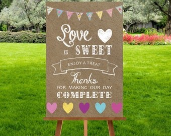 A3 Kraft Bunting Sweet Cart Sign