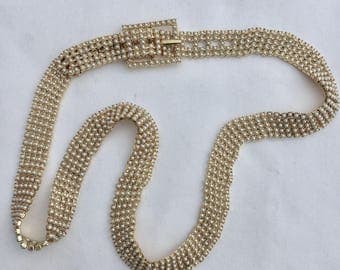 Fabulous mid-century pearl and gold metal belt