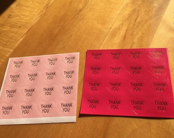160 THANK YOU pink heart stickers package