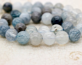 Blue Quartz Rutilated Round Beads Gemstone Natural Stone (8mm 10mm)