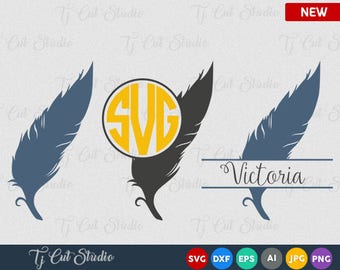 Feather Svg, Feather Monogram Svg, Feather Clipart, Bird Feathers svg, indian feather svg,