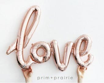 Rose Gold Love Balloon, Rose Gold Script Balloon, Rose Gold Balloon, Engagement Balloon,Bridal Shower,Bachelorette Balloons,Rose Gold Foil