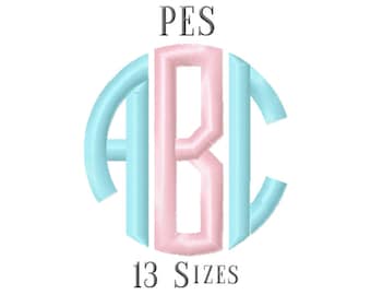 13 SIZE PES Fonts Circle Monogram Embroidery Fonts Embroidery Designs Embroidery Alphabets Letters Monogram Fonts - Instant Download