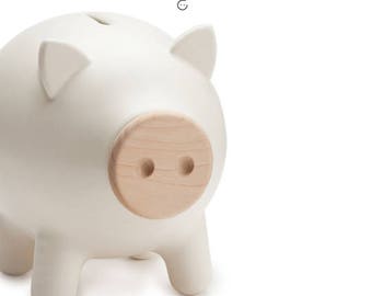 White piggy bank, ceramic piggy bank, large piggy bank, kids piggy bank, modern piggy bank, housewarming gift, modren home decor, PIGZ