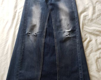 Womens Custom Long Denim Maxi flare Jean Skirts Sizes 0-24