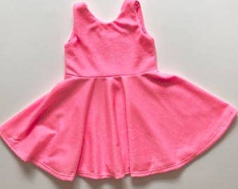 Hot Pink Twirl Dress fit and flare dress toddler girl baby girl dress