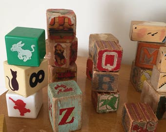 vintage wooden baby blocks