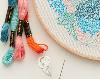 printed fabric embroidery pattern ~ 'Small world 2' ~ White background
