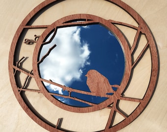 Laser Cut Wall Mirror: "What does a lone bird, waiting, say to you?"