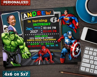 Avengers Invitation- Avengers Birthday Invitation- Avengers Invite- Superhero Invitation- Superhero Invite- Superhero Avengers Invitation