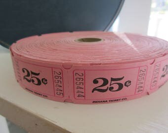 12 Vintage PINK 25 Cent Carnival Tickets for altered art mixed media