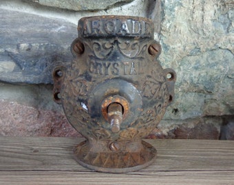 Vintage Cast Iron Crystal Arcade Coffee Grinder Mill Part Restoration Repurpose Steampunk
