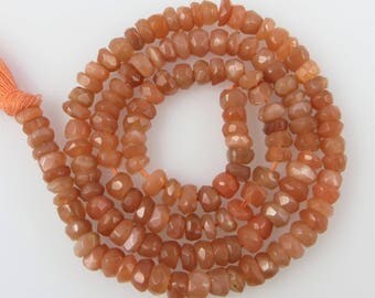 2mm - 3mm Faceted Peach Moonstone Rondelle Beads - One Full Strand