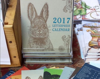 SALE! 2017 Letterpress Printed CD Case Calendar 12 Lovely Months of Woodland, Arctic and Farmyard Animals