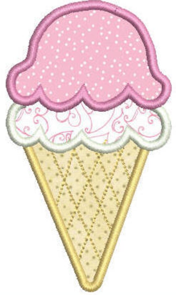 Machine Embroidery Applique Ice Cream Cone Design pes dst emb