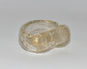 Murano Archimede Seguso Bulicante Gold Aventurine Dust Ashtray, circa 1950s – 1960s