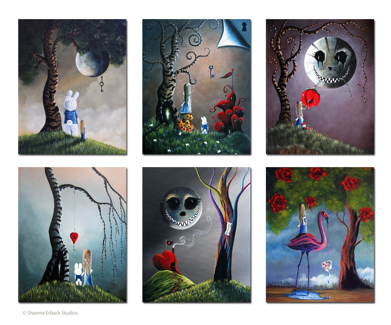 Alice In Wonderland Art Signed Art Prints Set Of 6 Alice 6511