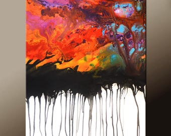 Abstract Canvas Art Painting 48x72 Original Contemporary by Destiny Womack dWo - On The Edge - SUPER SALE