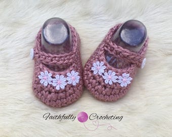 Newborn Mary Janes... dusty rose baby shoes.. baby girl booties... dress shoes.. ready to ship