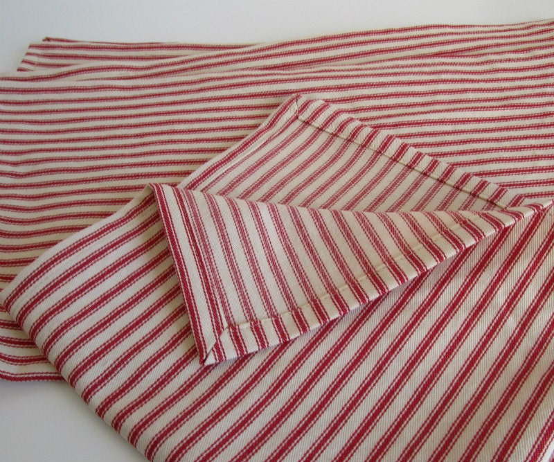 Everyday Cloth Napkins Cotton traditional red ticking fabric