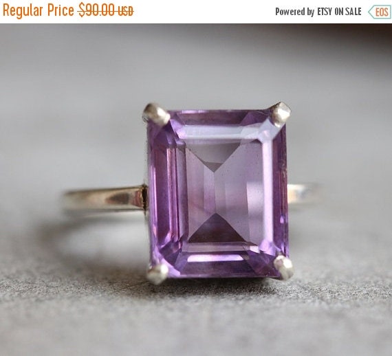 Amethyst ring Prong set ring Step cut ring by Studio1980