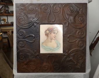 TIN CEILING Rust Barnish Picture Frame 8x10 Shabby Recycled chic 548-16
