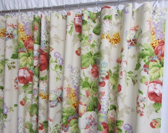 Cottage Shower Curtain, Shabby Chic Shower Curtain, Floral Shower Curtain, Cottage Style Bathroom Decor, Made-To-Order