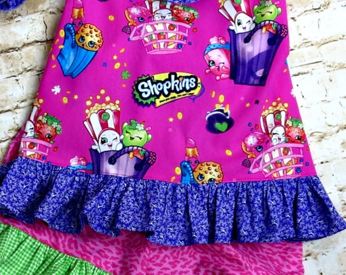 Girls Shopkins Birthday Outfit - Pink Ruffle Shorts Set - Toddler Clothes - Baby Gift - Halter Top - Shorts - sizes 6 months to 4T