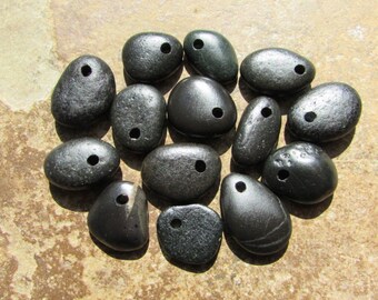 NATURAL Beach STONE Beads Top Drilled Lake Stones Charms