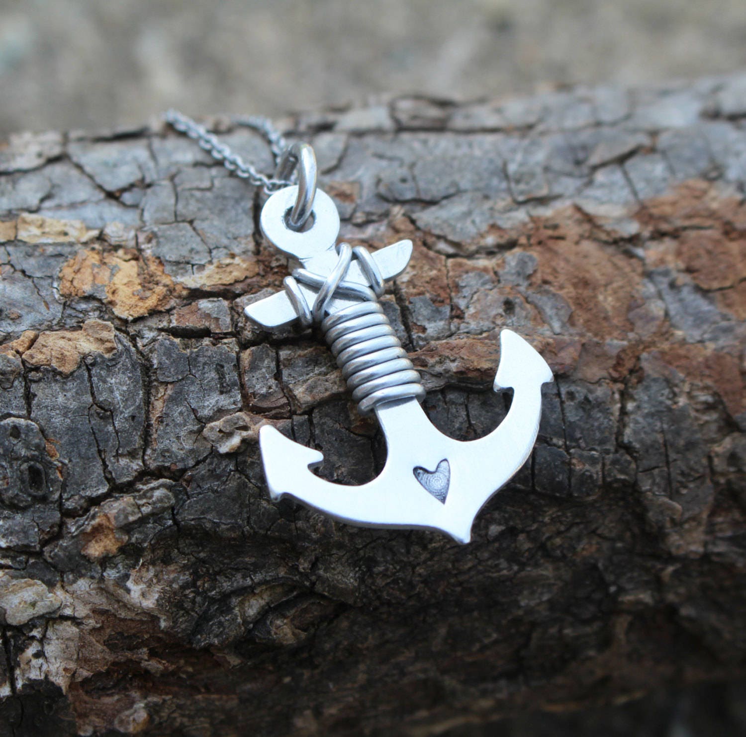 Anchor Necklace Aluminum Hand Stamped