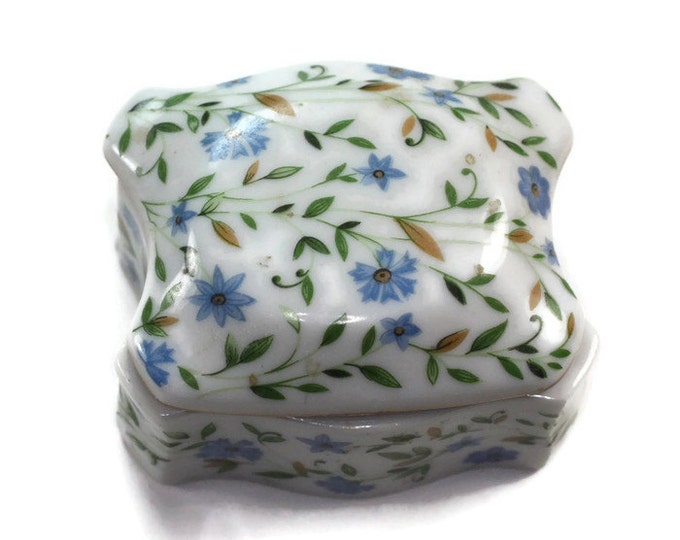 Porcelain Trinket Box Cornflowers Blue Flowers Vintage LEGO Japan