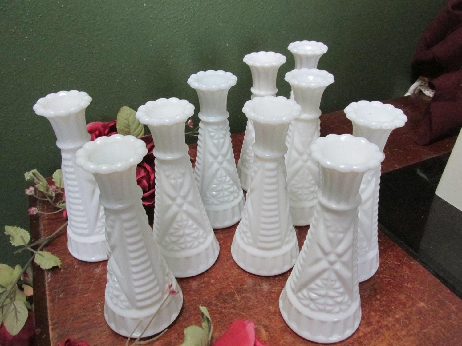 Milk Glass Bud Vases Set of 10 Weddings Vase