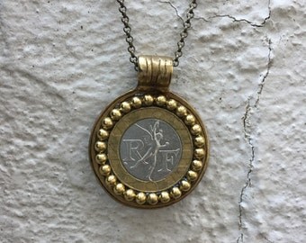 Pendentif Vintage Avec Pièce De 1 Franc - Collier Ancien Français - Occasion