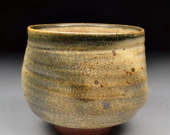 Larger Handmade Stoneware Yunomi Tea Cup Glazed with Carbon Trap Shino