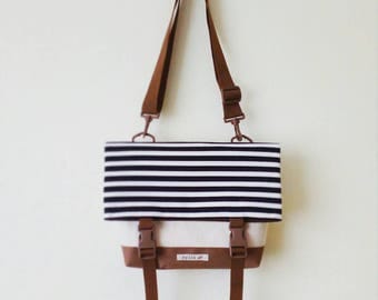 Canvas Crossbody Bag, Crossbody Bags for Travel, Foldover Crossbody bag, Messenger Bag, Shoulder Bag, Hip Bag, Fold Over, Striped Bag