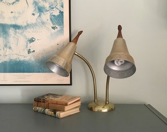 Vintage Double Gooseneck Lamp Adjustable Mid Century Desk Lamp