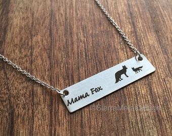 Mama Fox Wolf Necklace Mama Elephant Necklace Mama Bird Necklace Mama Turtle Bar Mom Necklace Bar Jewelry Mama Deer Mama Owl Mama Moose