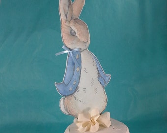 Jumbo Shabby Chic Peter Rabbit, fabric Peter Rabbit birthday or shower party decoration J132