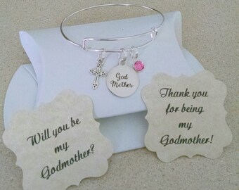 Godmother Bracelet, Godmother Gift, Will You Be My Godmother, Thank You For Godmother, Silver Plated Adustable Bangle