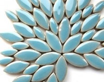 Azure Aqua Blue Ceramic Petal Leaves//Mosaic Supplies//Mosaic Pieces//Crafts//Mosaic Tiles