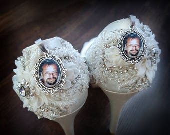 Wedding Shoes Charms, Wedding Shoes Photo Charms,Bridal Shoe Clips, Bridal Charms, Walk With Me Dad, Bridal Gifts